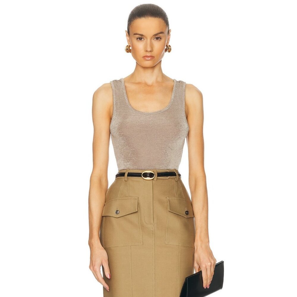AMI Paris Long Tank Top in Ash Neutral
